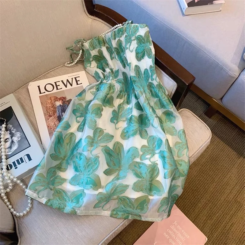 

Женское платье на бретелях-спагетти, Элегантное Вечерние тажное летнее платье с цветочным принтом, Y2k