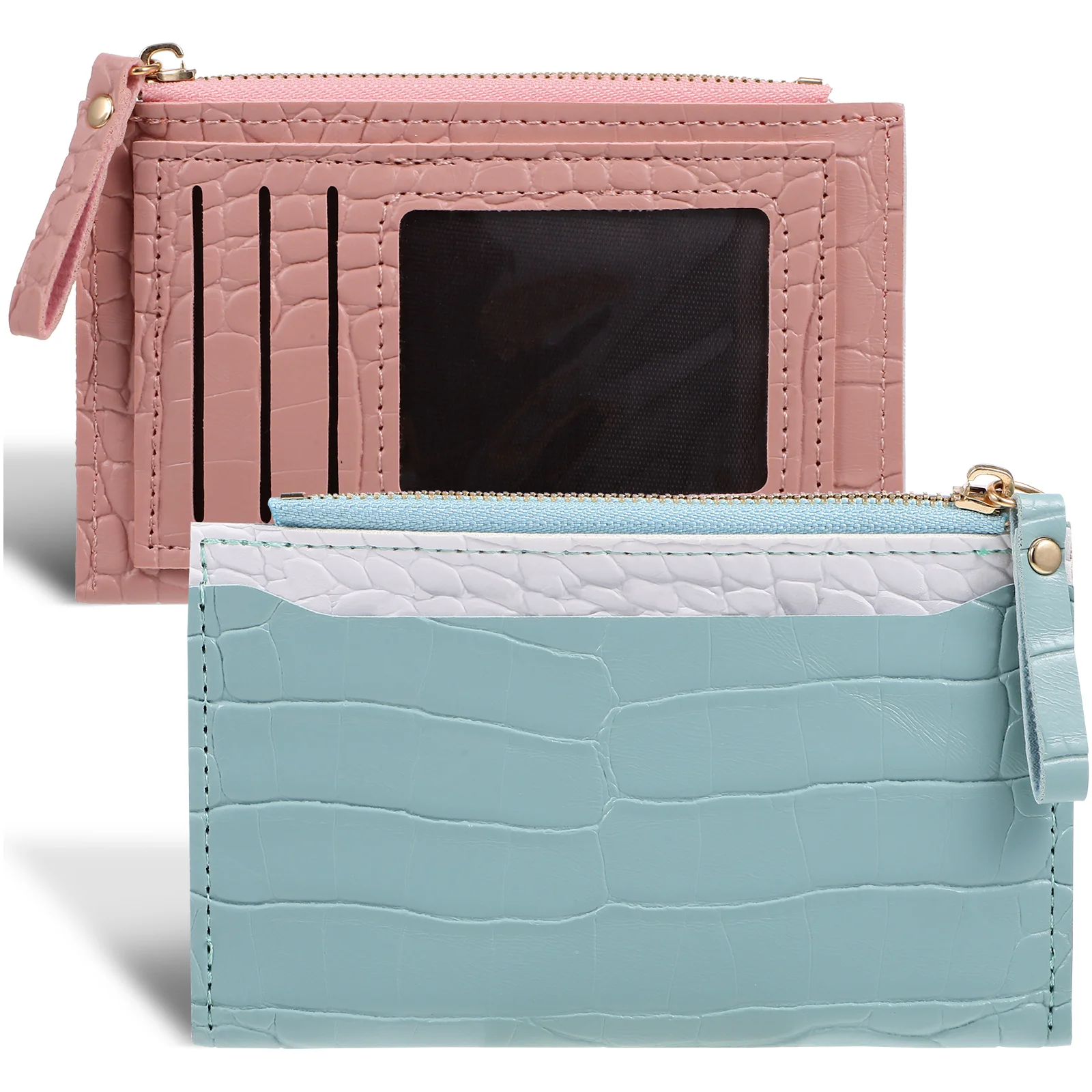 

Женский кошелек с отделением для монет и крокодиловым принтом