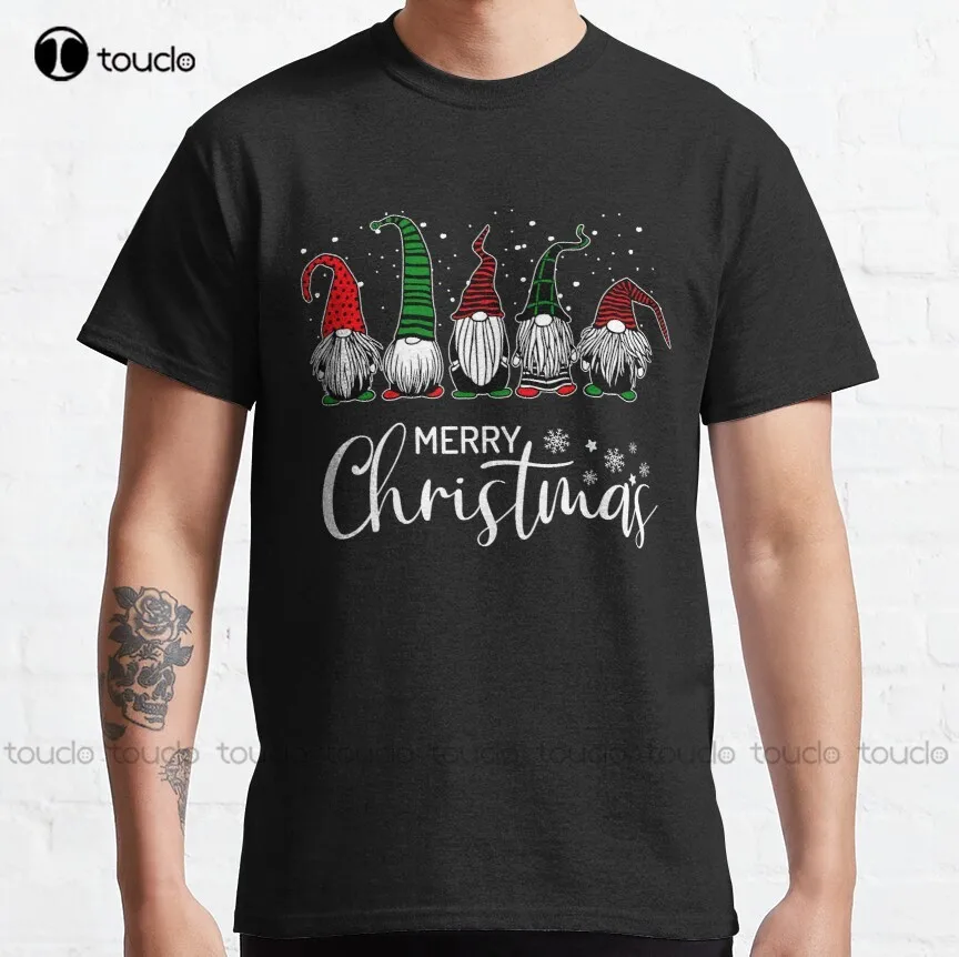 

Cute Xmas Gnomes In Plaid Hats Merry Christmas Gift Fabulous Gnome Graphic Classic T-Shirt Mens Shirt Custom Aldult Teen Unisex