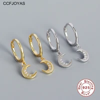 ccfjoyas 8 5mm 925 sterling silver moon zircon drop earrings for women french light luxury gold silver color fine jewelry