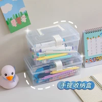 transparent hand storage box for school desk memo pad pencil stationery organizer square storage box