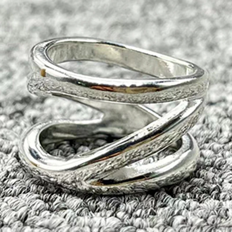 

2022 New UNOde50 Fashion Electroplated 925 Silver Multi layer Twisted Ring Niche Jewelry Gift