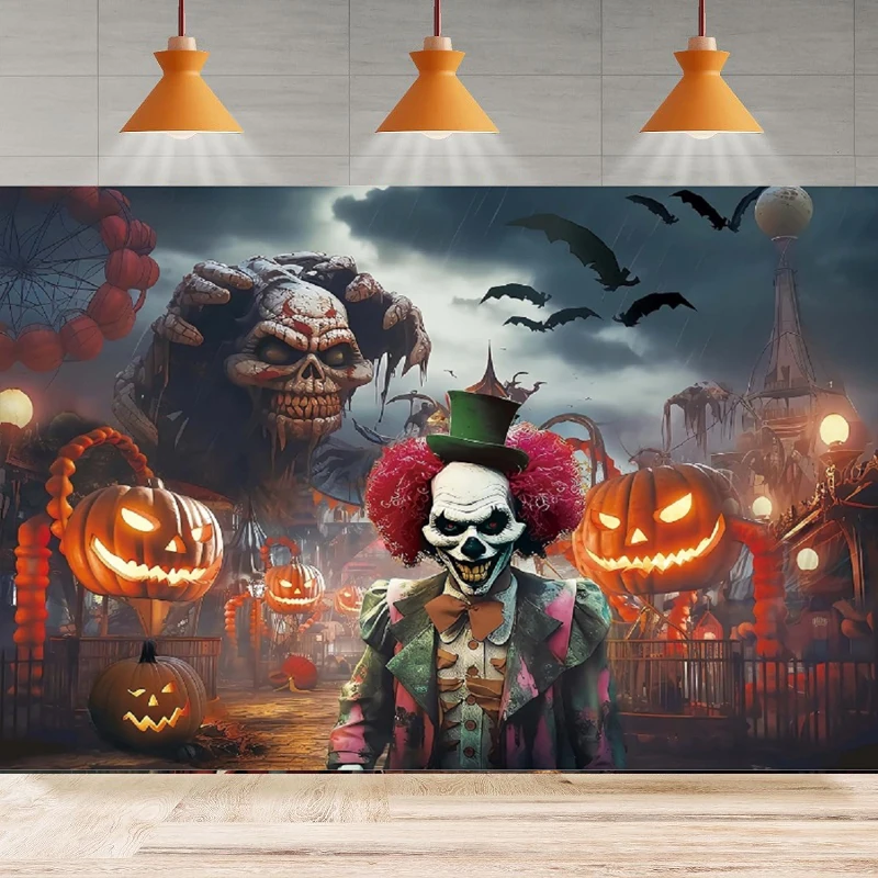 Фон для фотосъемки Хэллоуин Страшный клоун Баннер Злый Жуткий страшный Ужас Цирк