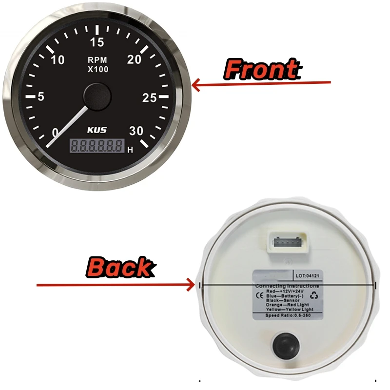 KUS 85 мм тахометры тюнинг 0-3000 об/мин счетчики Rev водонепроницаемые с красной или