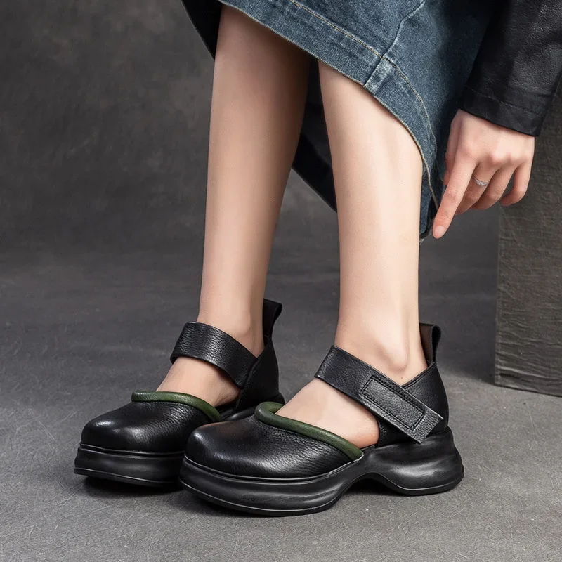 Koznoy/женская женская обувь Мэри Джейн из коровьей натуральной кожи с этническим