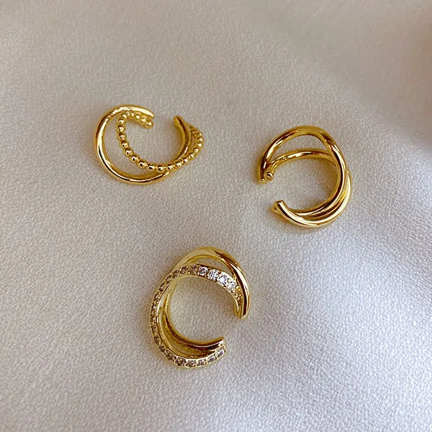 

New Trend 2023 Simple Double Layers No Piercing Metal Gold C Clip Earrings For Women Charms Without Pierced Ear Jewelry