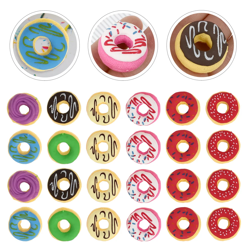 

24Pcs Colorful Kids Erasers Pupil Erasers Lovely Kids Erasers Mini Donut Charms (Random Style)