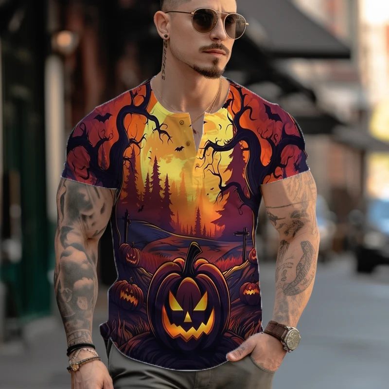 

Креативные футболки с 3D-принтом на Хэллоуин, летняя футболка с короткими рукавами, Спортивная футболка для улицы, модная мужская футболка
