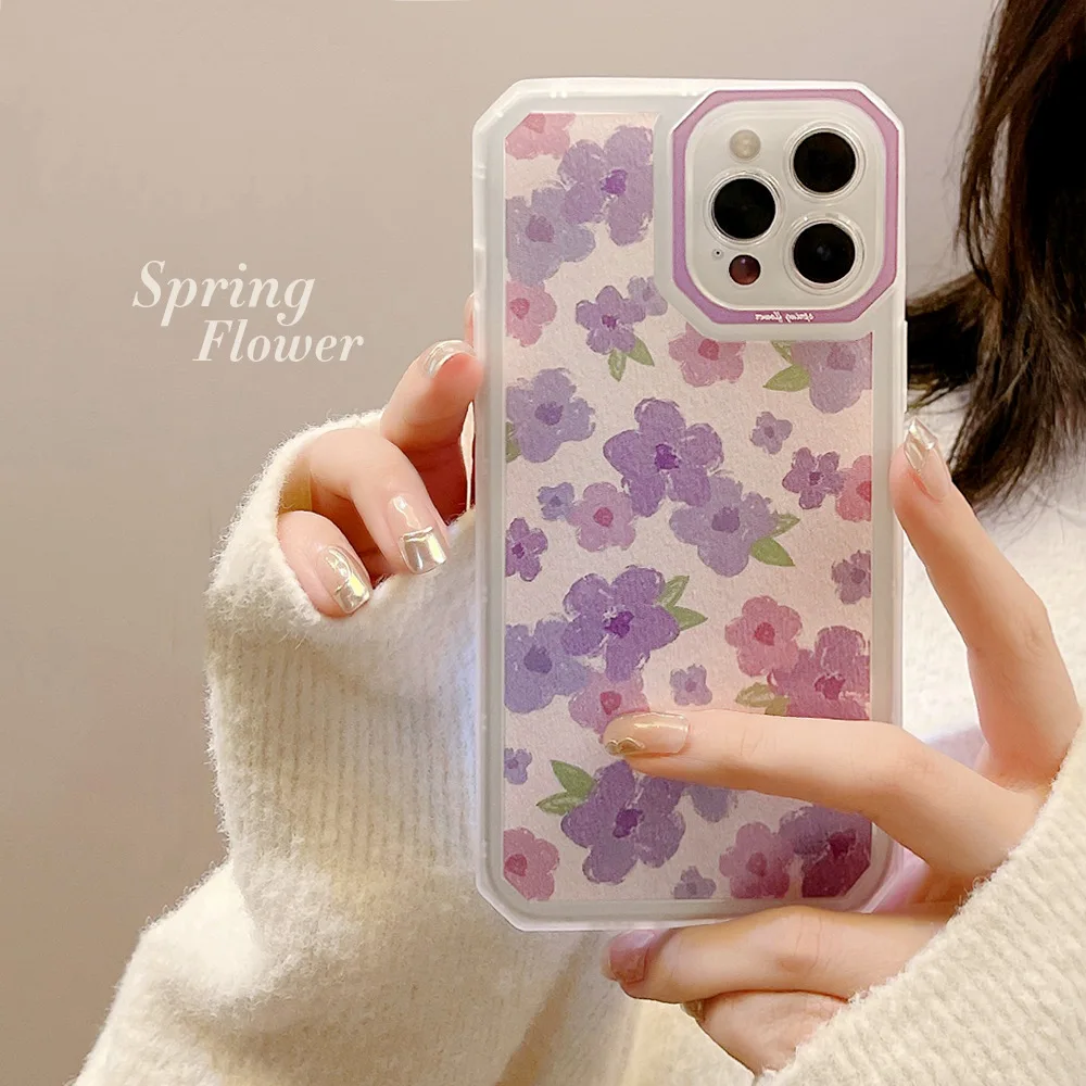 

Retro sweet flower oil painting art girls Phone Case For iPhone 13 12 11 Pro Max Xr Xs Max 7 8 Plus case Cute Cartoon Soft cover