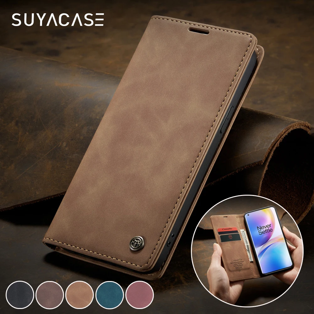 

Magnetic Flip Business Leather Phone Case For OnePlus Nord 8 7 Pro 8T Wallet Shockproof Stand Card Slot Multifunction Bags Cover