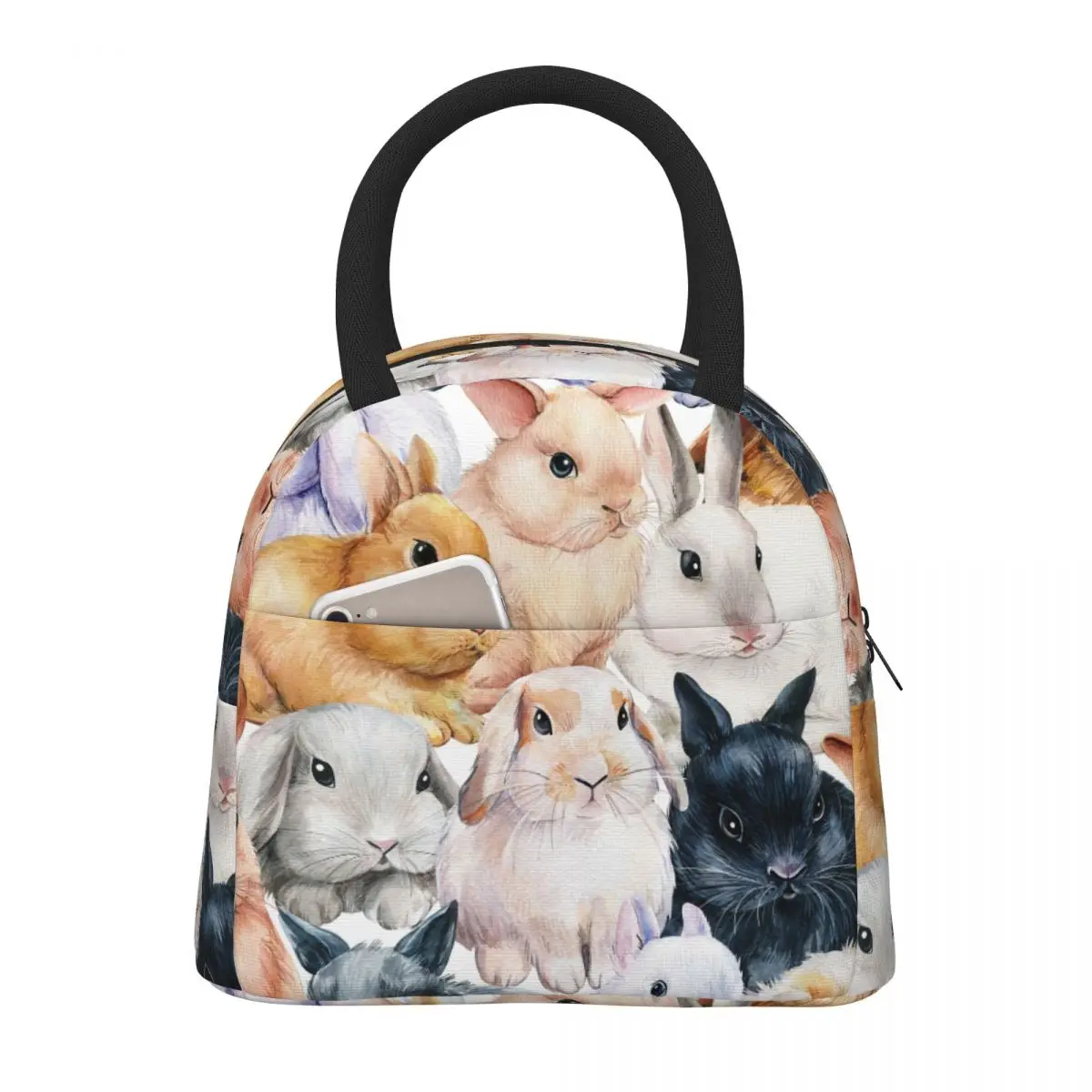 

Lunch Bags for Women Kids Cute Bunnies Animal Thermal Cooler Bags Portable Picnic Canvas Tote Bento Pouch