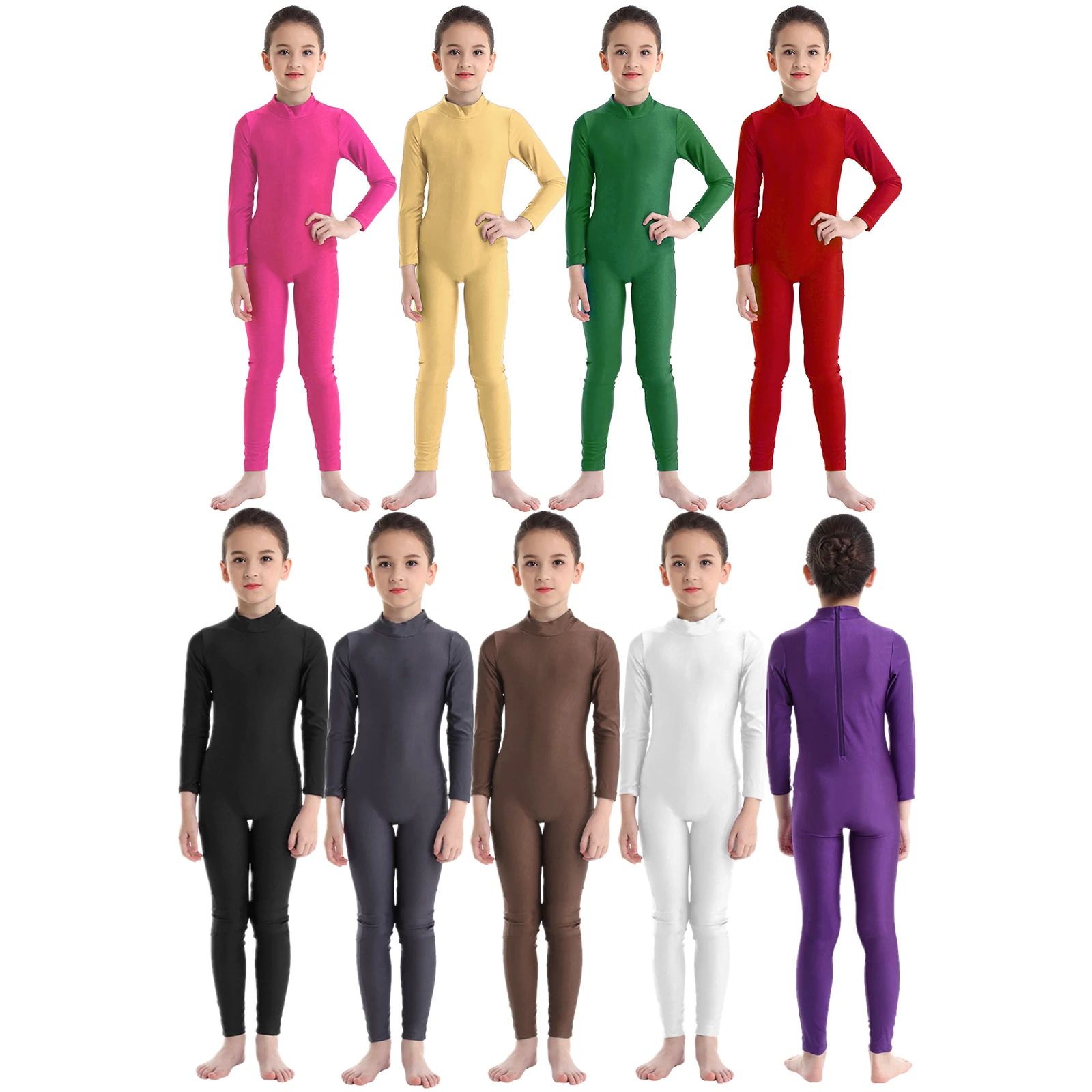 

Girls Spandex Long Sleeve Mock Neck Leotard Ballet Gymnastics Leotards for Kids Children's Leotards Dance Costumes Dancewear