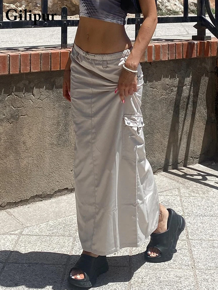 Винтажная Женская Повседневная Длинная юбка макси модная эстетичная уличная