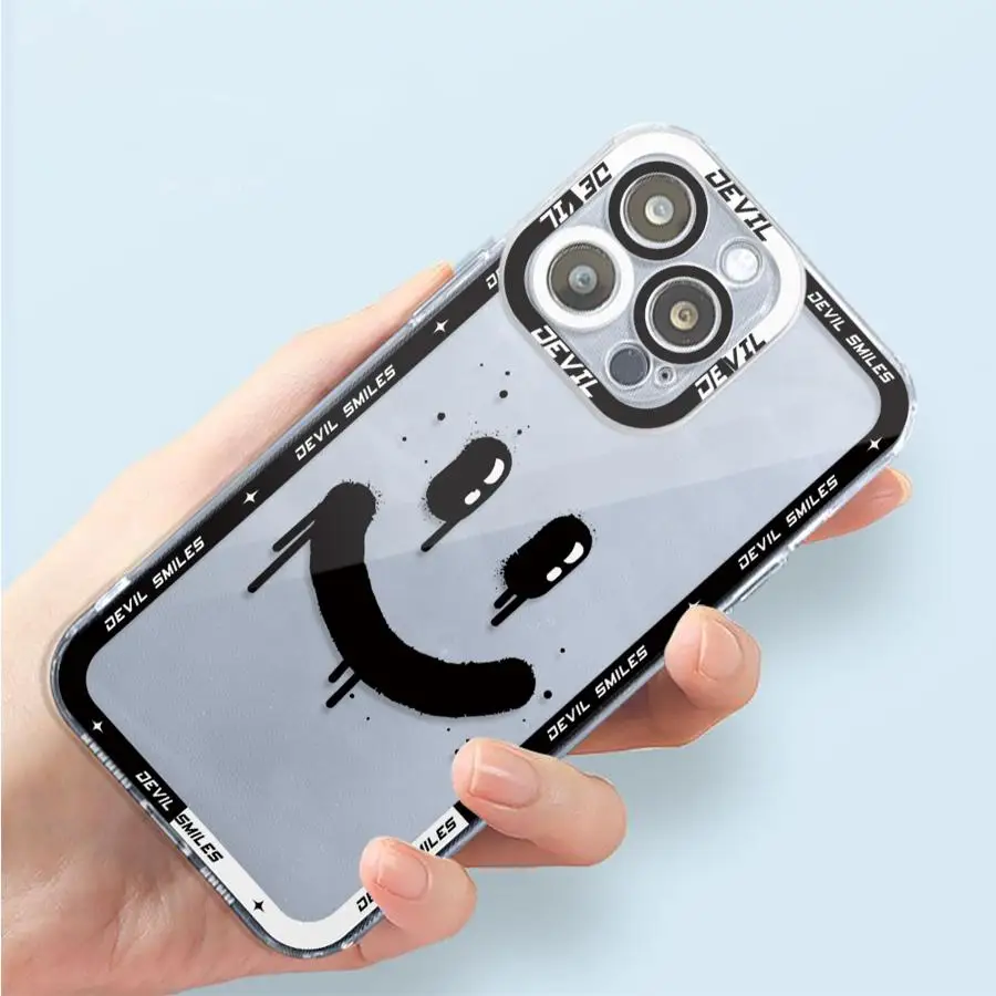 Comic Art Smiley Face Cover Phone Case for Apple iPhone 13 15 16 Pro Max 14 11 12 7 8 Plus X XS MAX XR Plu Soft TPU