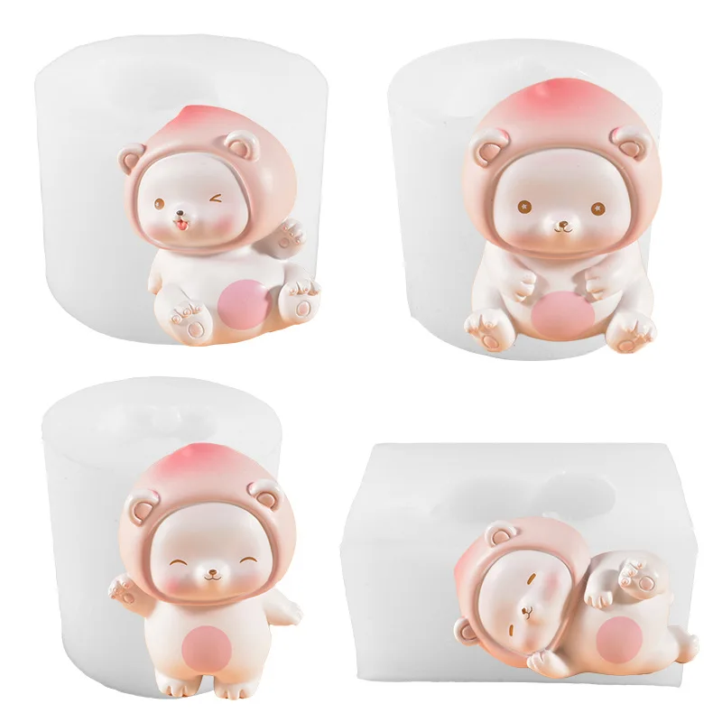 

3D Kawaii Peach силиконовая формочка в виде животного DIY ручной работы свечная форма ручной работы силиконовая форма