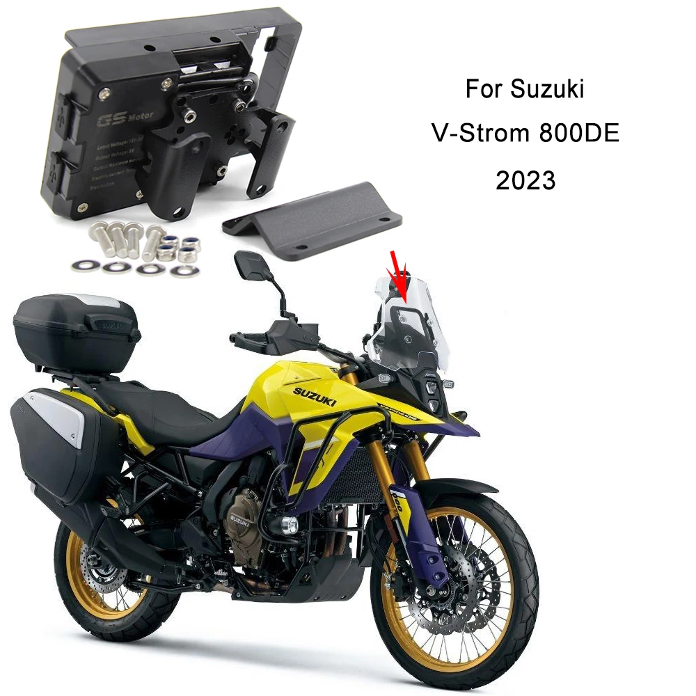 

For SUZUKI V-Strom V-Strom 800DE 2023 Motorcycle Front Phone Stand Holder Smartphone Phone GPS Navigaton Plate Bracket