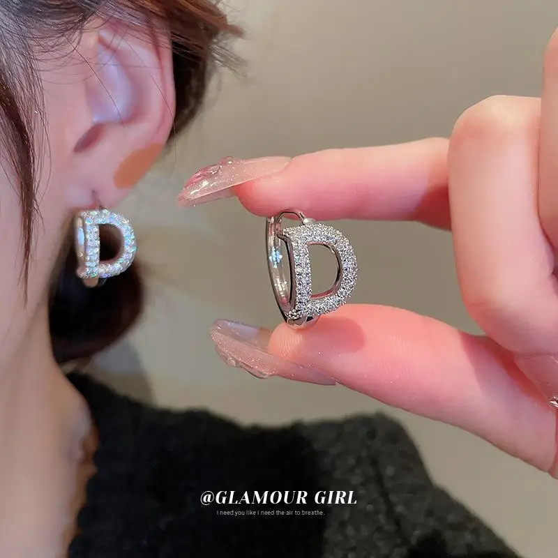 

Zircon Letter Women Earrings High-Grade Ear Rings Lady Fashion Ear Accessories Shine Jewelry Girls Daily Earrings Gifts