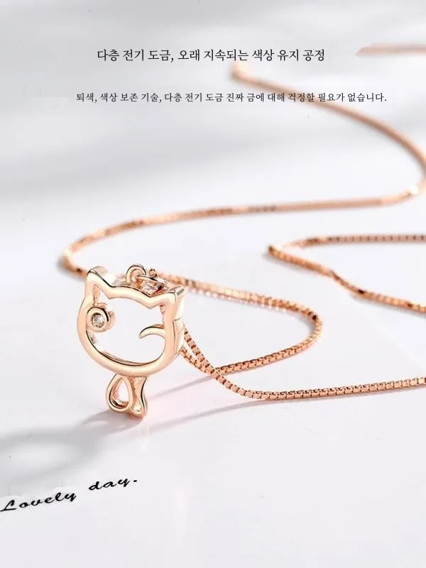 Sweet You Shen Yao Tian Wang Helun ожерелье из стерлингового серебра S925 с бриллиантами и кошкой