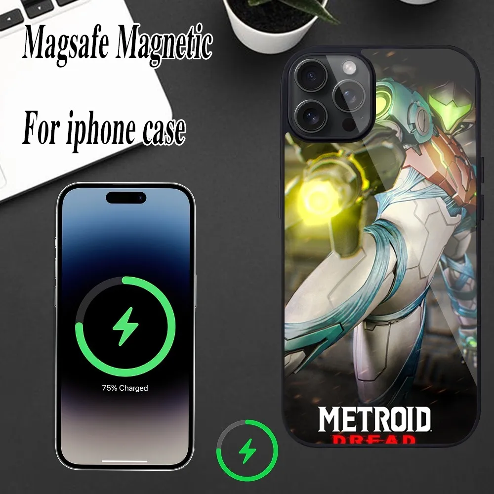 Чехол для телефона Game M-Metroid iPhone Magesafe Magnetic 12 13 15 11 Mini 14 Max Pro Plus
