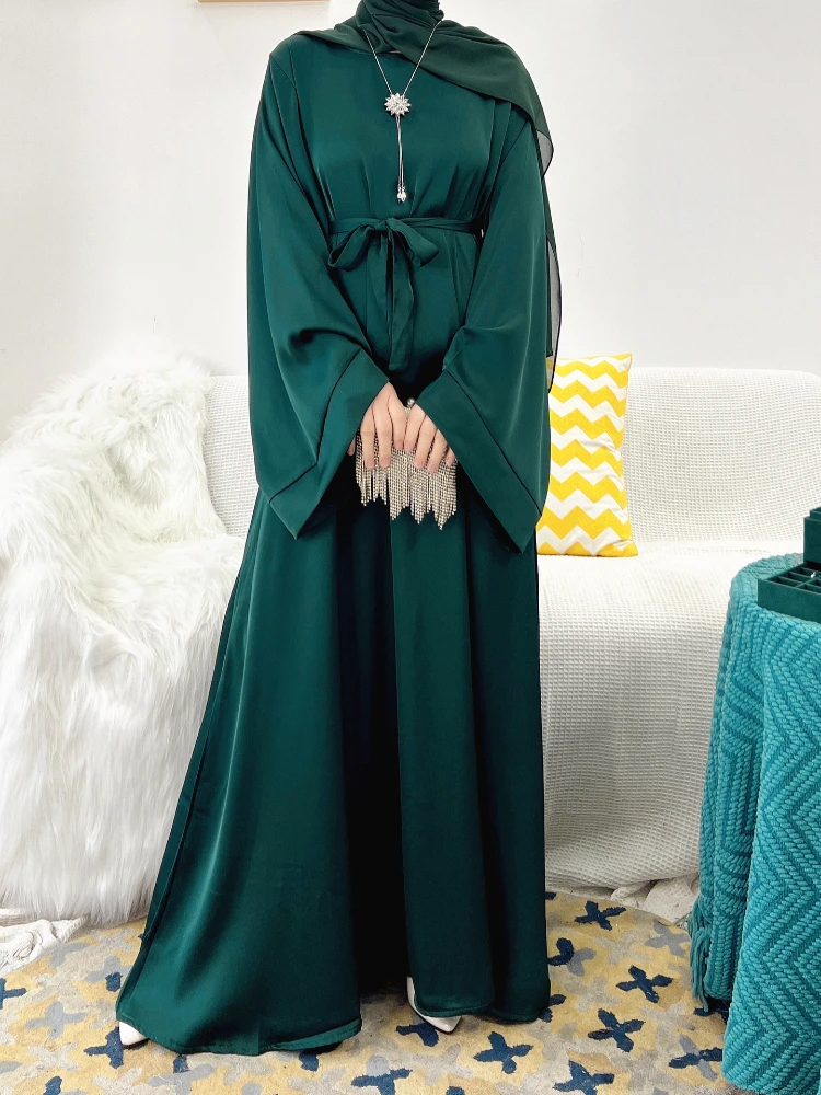 Eid Satin Abaya Dubai Турция мусульманский модный хиджаб платье мусульманская одежда Рамадан закрытые Abayas для женщин Кафтан африканские платья