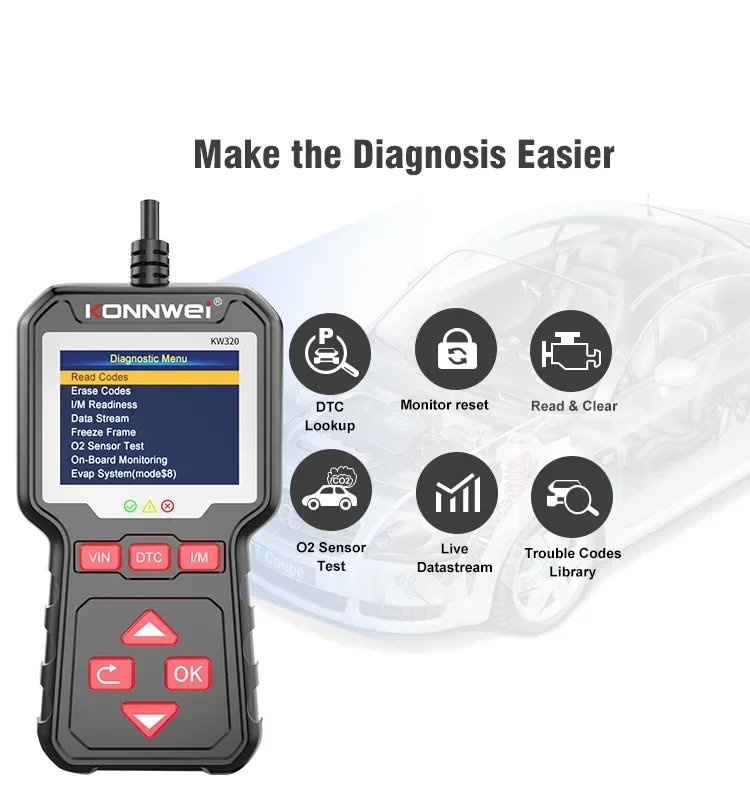 KONNWEI KW320 Obd2 Автомобильный сканер Автомобильные инструменты Obd 2 Диагностический