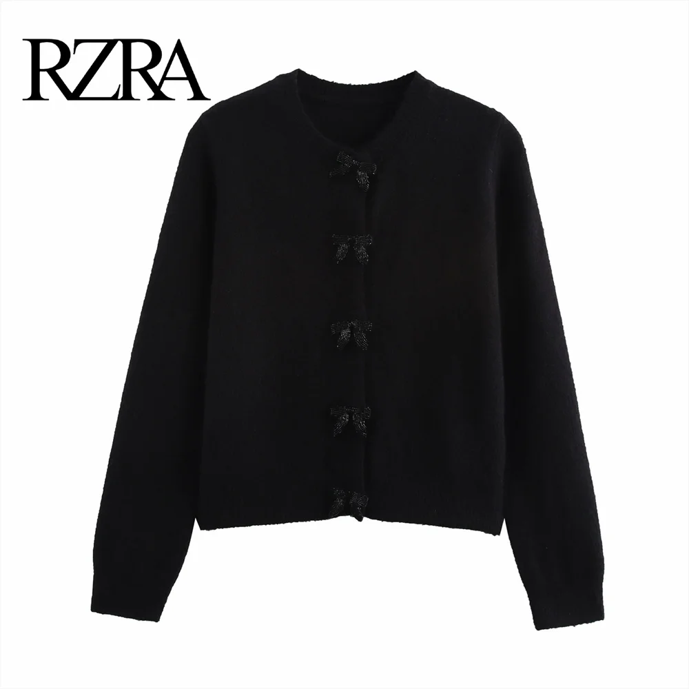 RZRA 2024 милый стильный темпераментный простой внутренний свитер с круглым вырезом