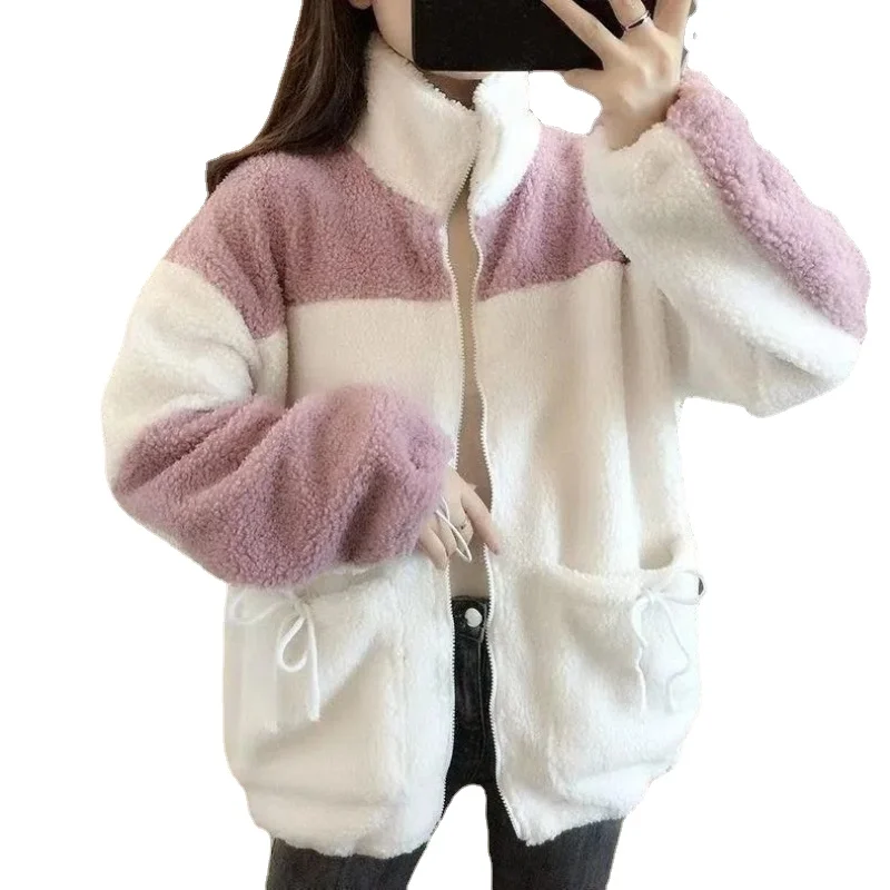 

ZXRYXGS, новинка 2022 года, весеннее пальто с имитацией меха забавного цвета, Женское пальто, Свободный Повседневный Кардиган с имитацией кашемира, свитер, женские куртки