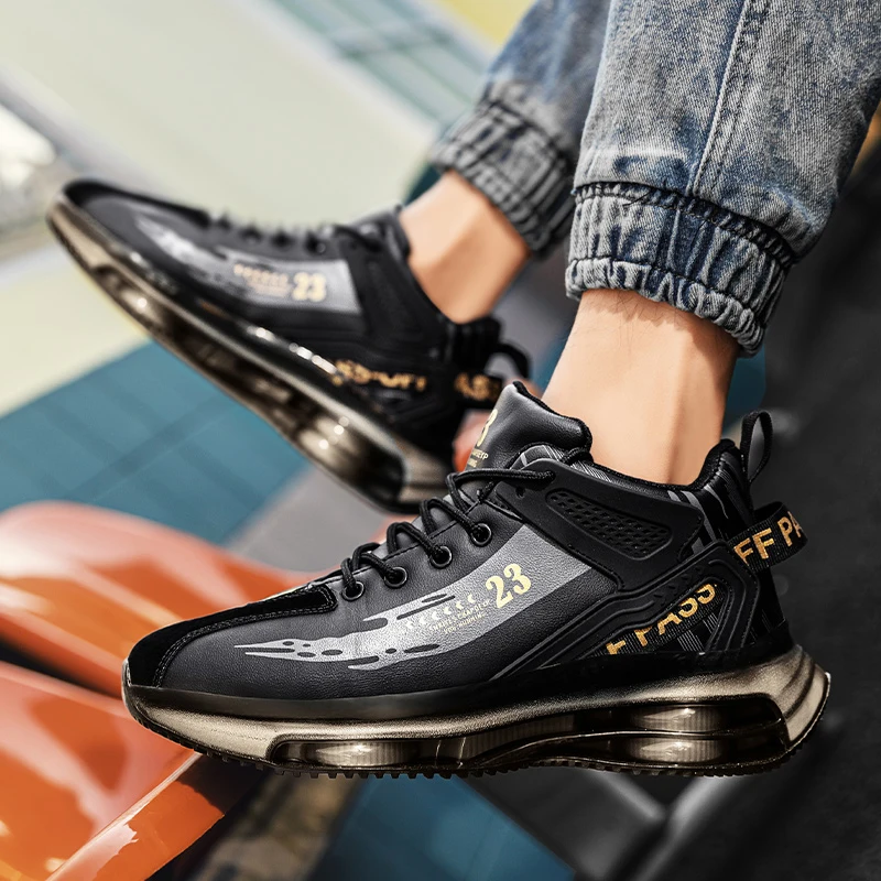 Men Sneakers Running Boots Fashion Outdoor Jogging Sports Shoes Mesh Breathable Cushioning Black Basket Footwear Male Big Size