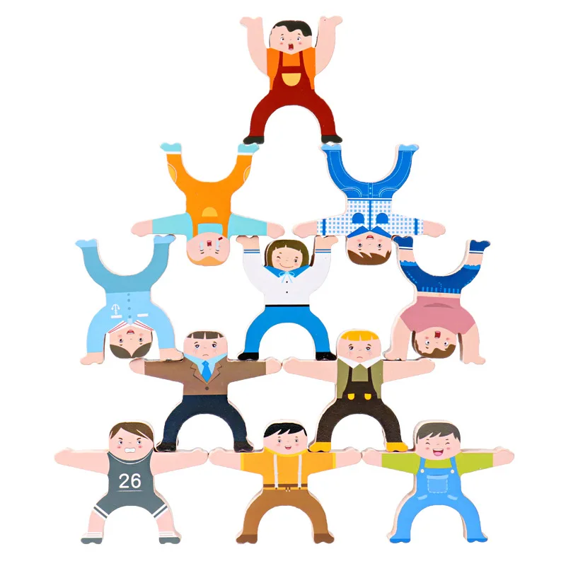 

Kids Wooden Hercules Stacking High Balance Stacking Building Blocks Challenge Educational Toys Parent-child Interactive Toy