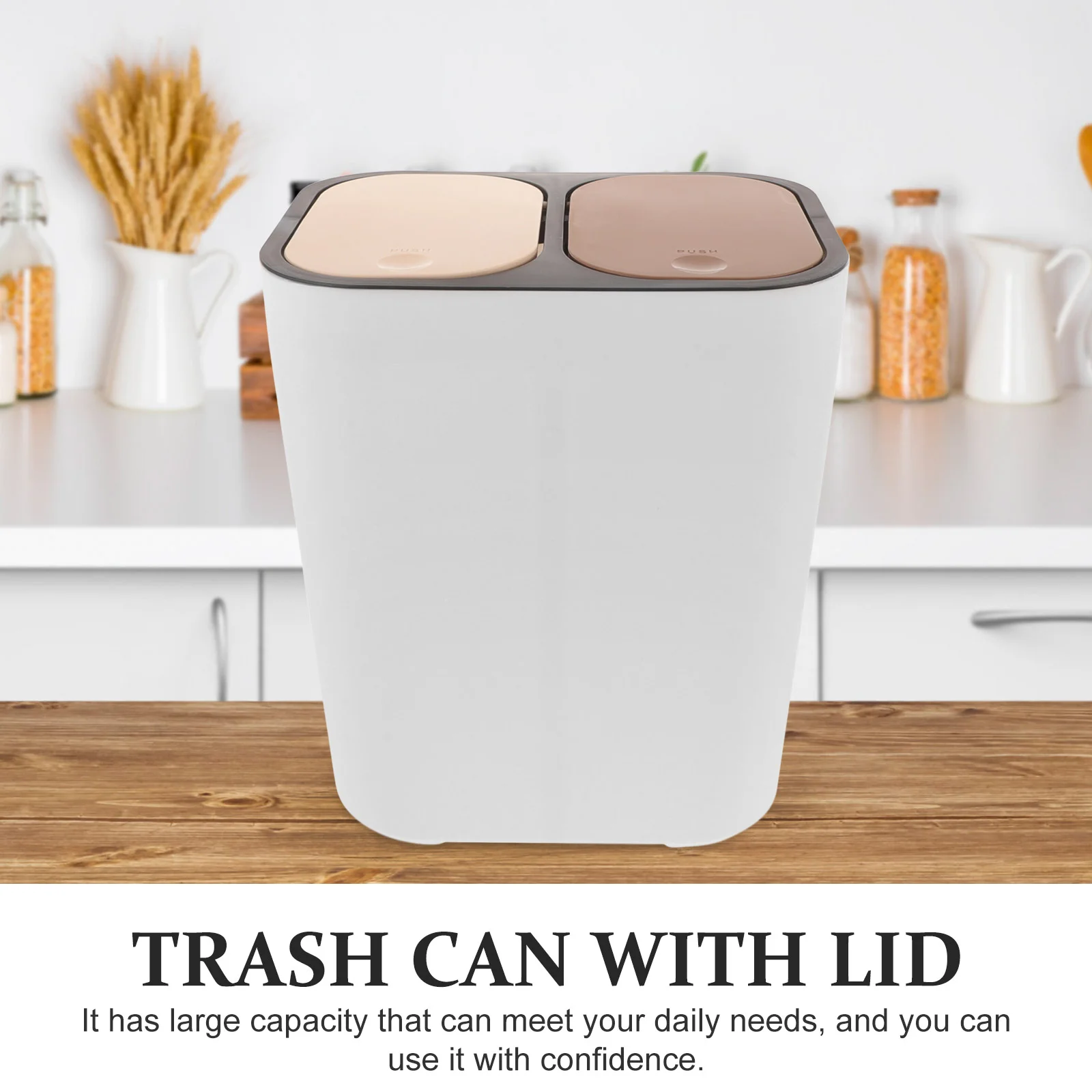 Двухцветный пластиковый мусорный бак |