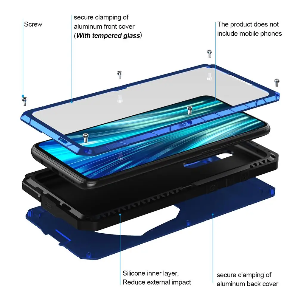 Imatch Case For Xiaomi Poco F2 X3 Pro Hard Aluminum Metal Protector Heavy Duty Cover For Redmi K30 K20 Note 9 9s 8 7 Pro Case