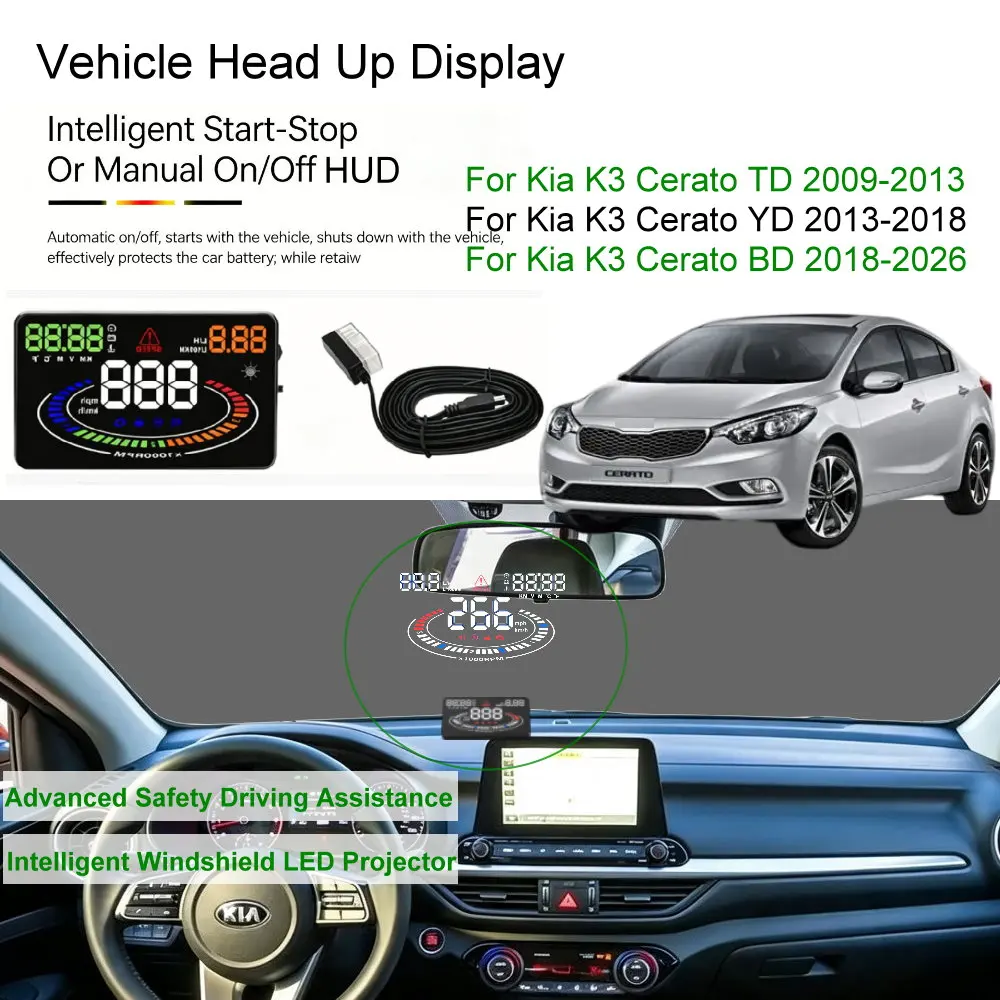 Фото Автомобильный проекционный дисплей (HUD) для Kia K3 Cerato TD 2009-2014, YD 2013-2018, BD 2019-2026. Автоэлектроника, аксессуары. №2