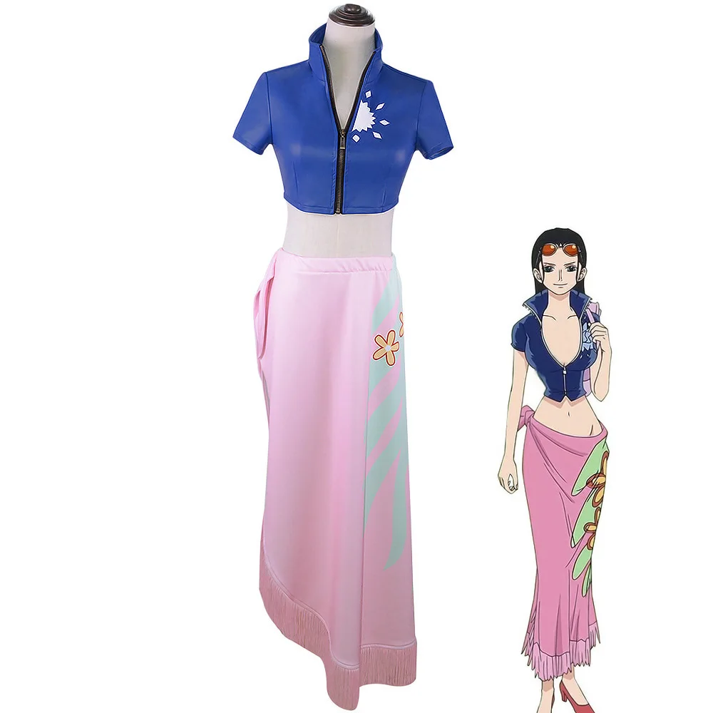 

Nico Робин, косплей Женский костюм на Хэллоуин, короткий топ, юбка с цветочным узором, наряд для девушек, костюмы для выступлений на сцене, танц...