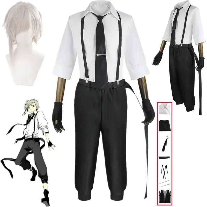 

Anime Bungo Stray Dogs Atsushi Nakajima Cosplay Costumes Shirts Pants Set Uniform Halloween Christmas Party Clothes Outfits