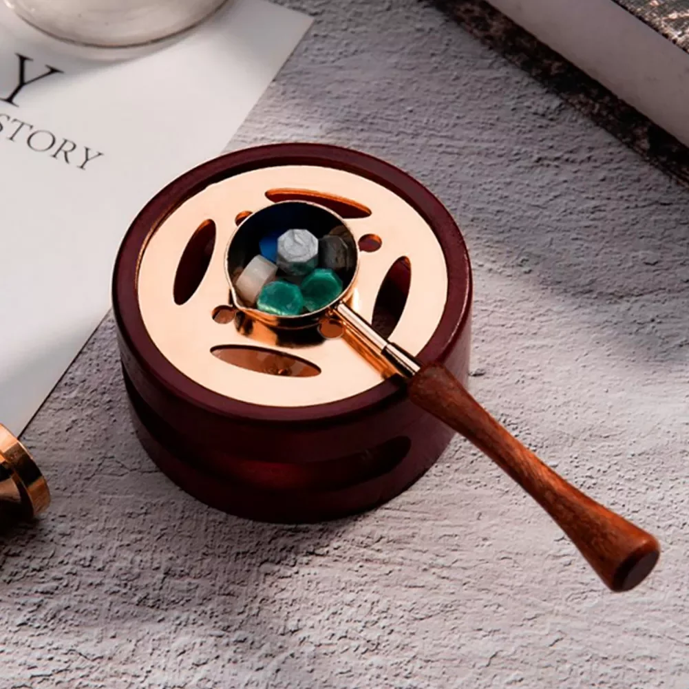 

Retro Wax Seal Melting Furnace Solid Wood Oven Furnace Wax Pot Beads Sticks Heater Wax Warmer Decorative Craft for Candle Stamp