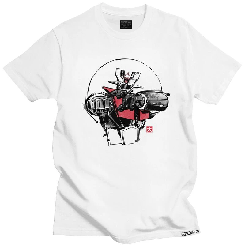 

Novelty Mazinger Z T Shirt Men Short Sleeves Cotton T-shirt Print Japanese Anime Manga Robot Ink Mecha Tees Graphic Tshirts