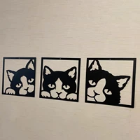 black cat wall decor 3 pcs set picture black metal wall art board wall accessory home office room modern design decoration