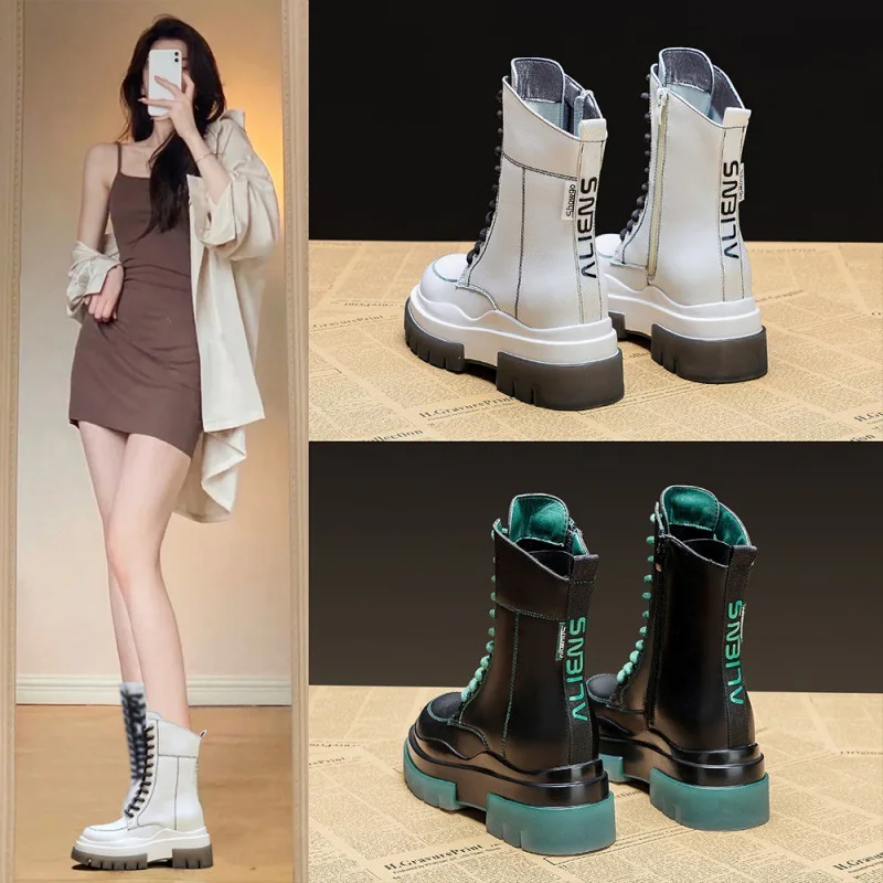 

Новинка Осень-зима 2022, парные Туфли-носки, женские повседневные короткие ботинки на толстой подошве большого размера, вязаные в сеточку, кра...