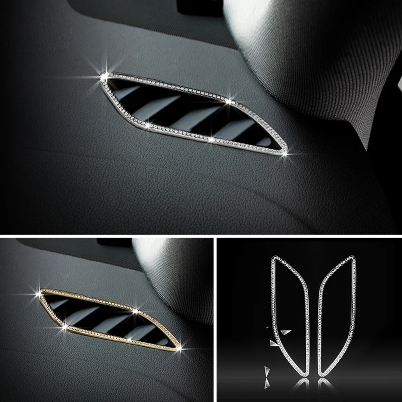 

2PCS Crystal Style Center Dashboard Air Condition A/C Vent Outlet Frame Cover Trim For Audi A4 B8 A5 09-16