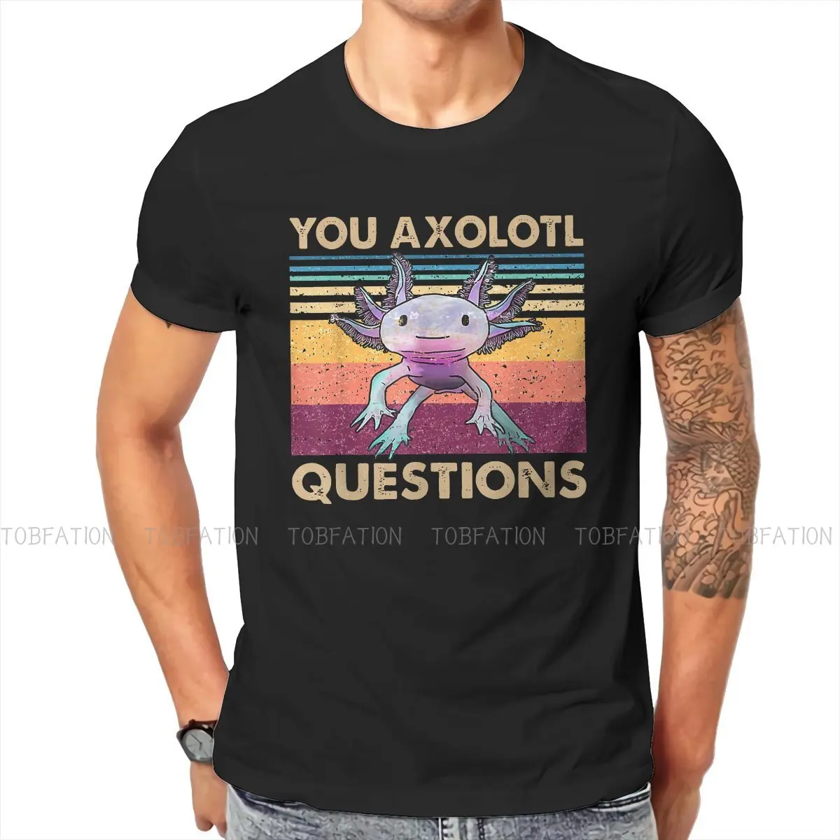 

Axolotl Lover Men's TShirt Questions Individuality T Shirt Graphic Streetwear New Trend