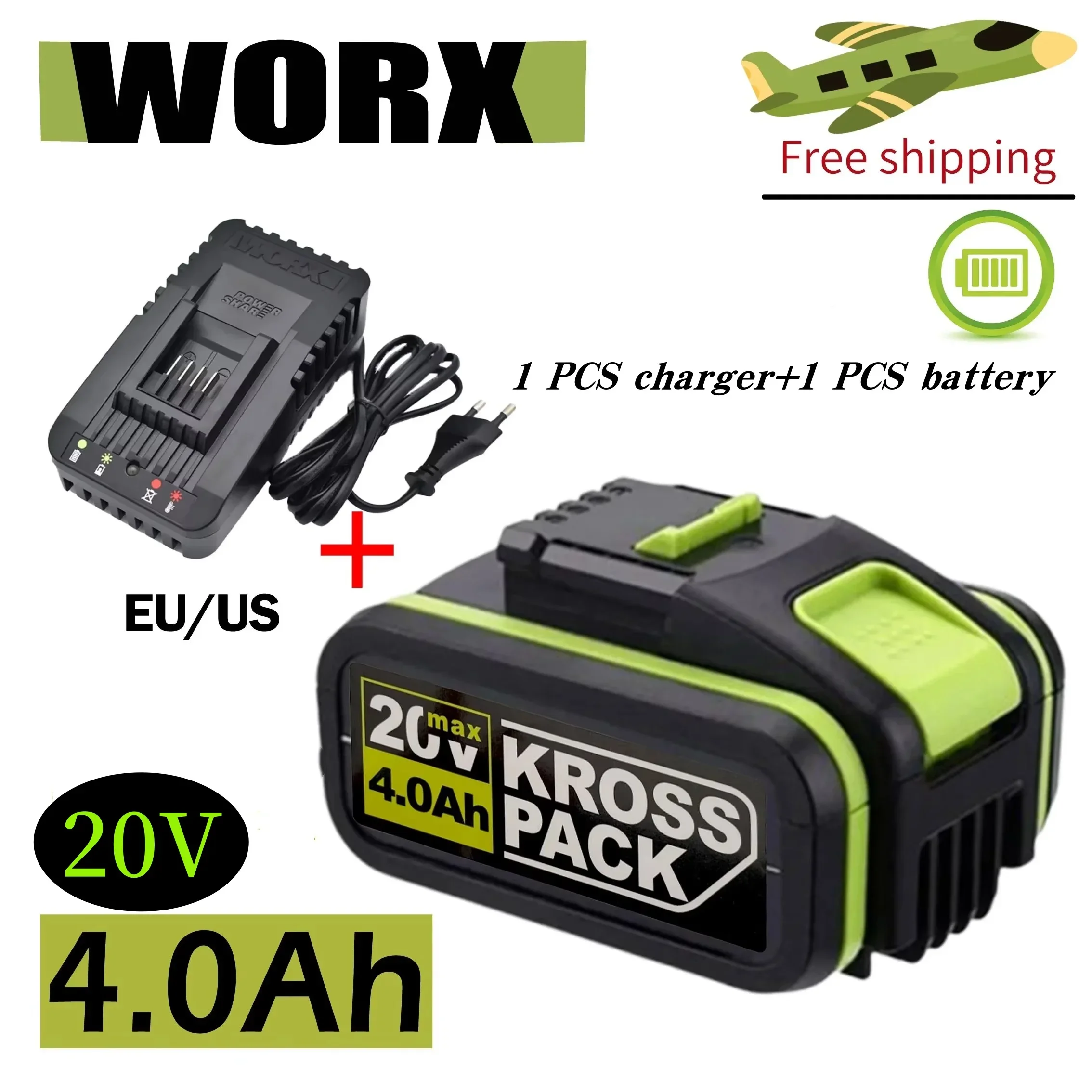 Электрический инструмент Worx WA3551 WA3553 WX390 WX176 WX178 WX386 WX678 20V4000mAh литий-ионный