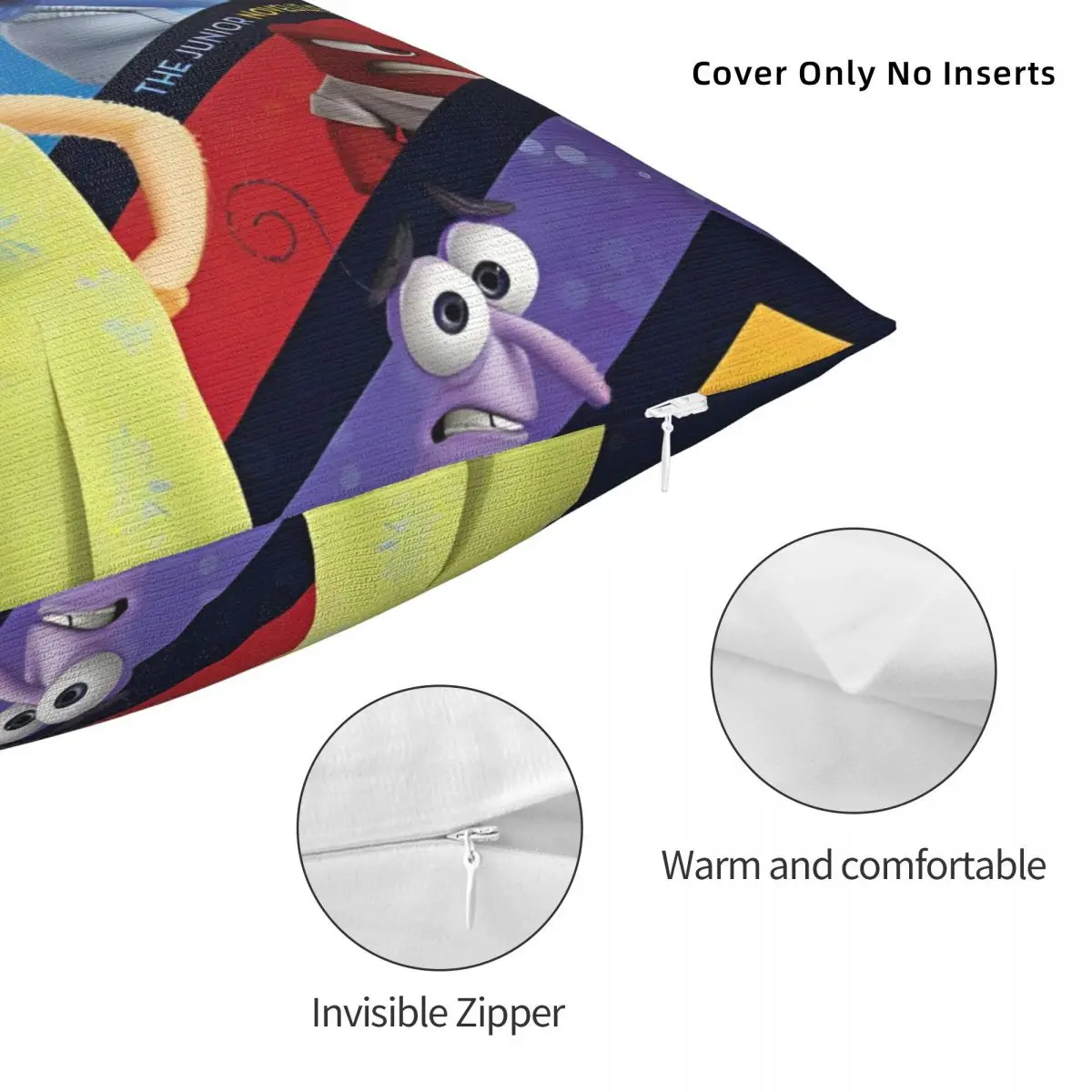 Декоративная наволочка с изображением снаружи 2 детских комикса мультяшный