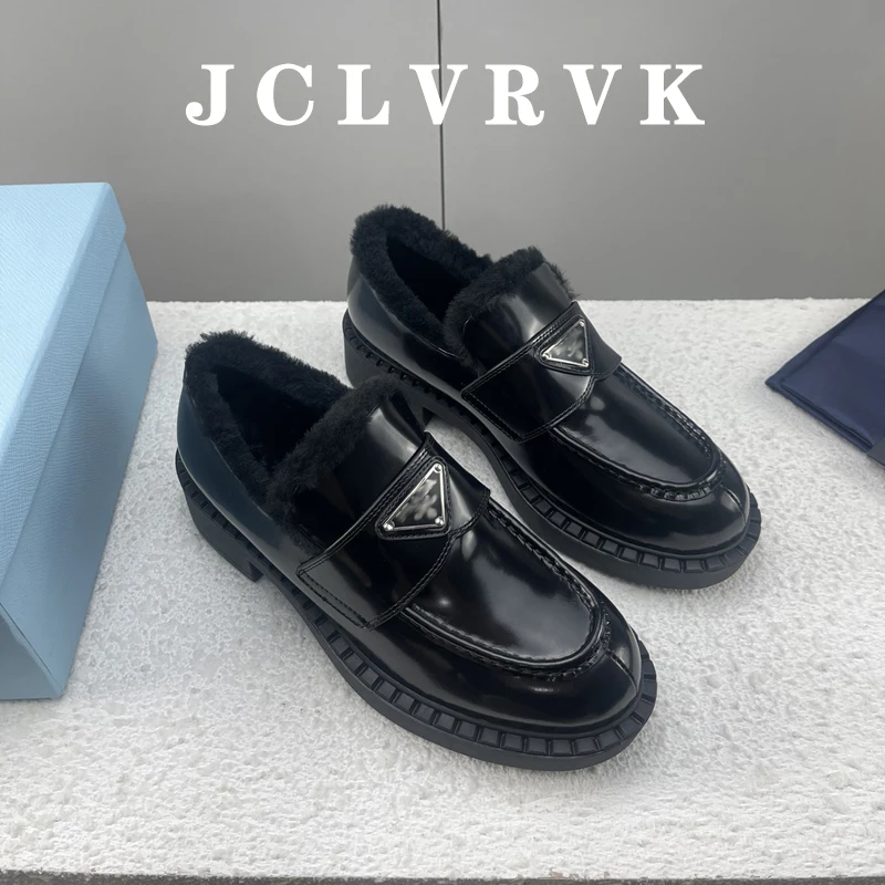 

JCLVRVK туфли-лодочки в британском стиле с круглым носком восковой блеск платье Женская обувь в стиле ретро мягкая подошва Весна новое поступление черный