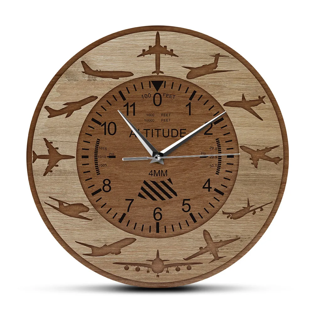 

Pilot Airplane Altimeter Instrument Wall Clock For Aviator Bedrom Mancave Home Decor Airliner Altitude Measurement Printed Clock