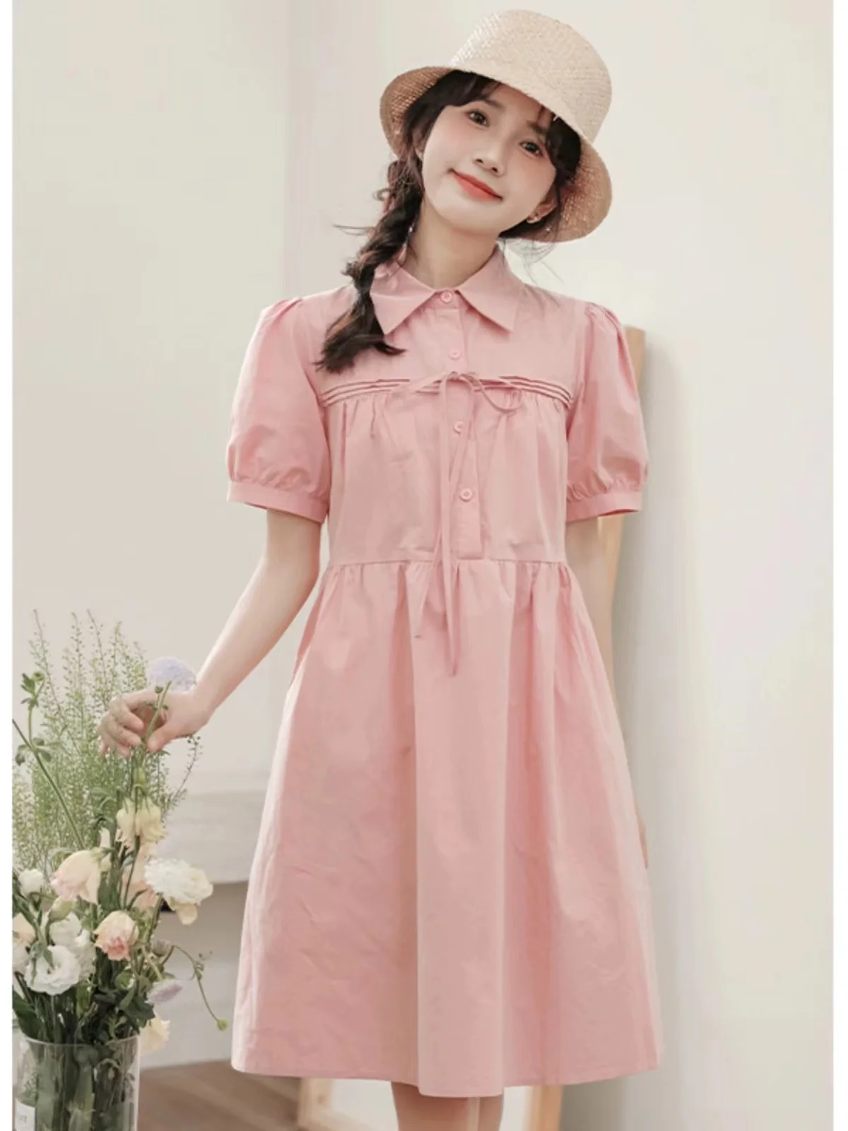 Женское платье-рубашка с отложным воротником повседневное элегантное