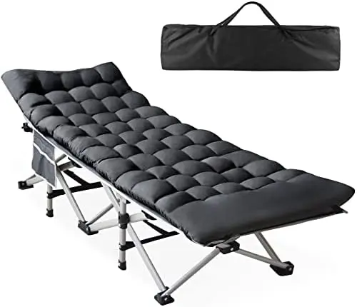 

Camping Cot for Adults Portable Outdoor Bed Heavy Duty Sleeping Cots for Camp with Pillow and Carry Bag, 1200D Double Layer Oxfo