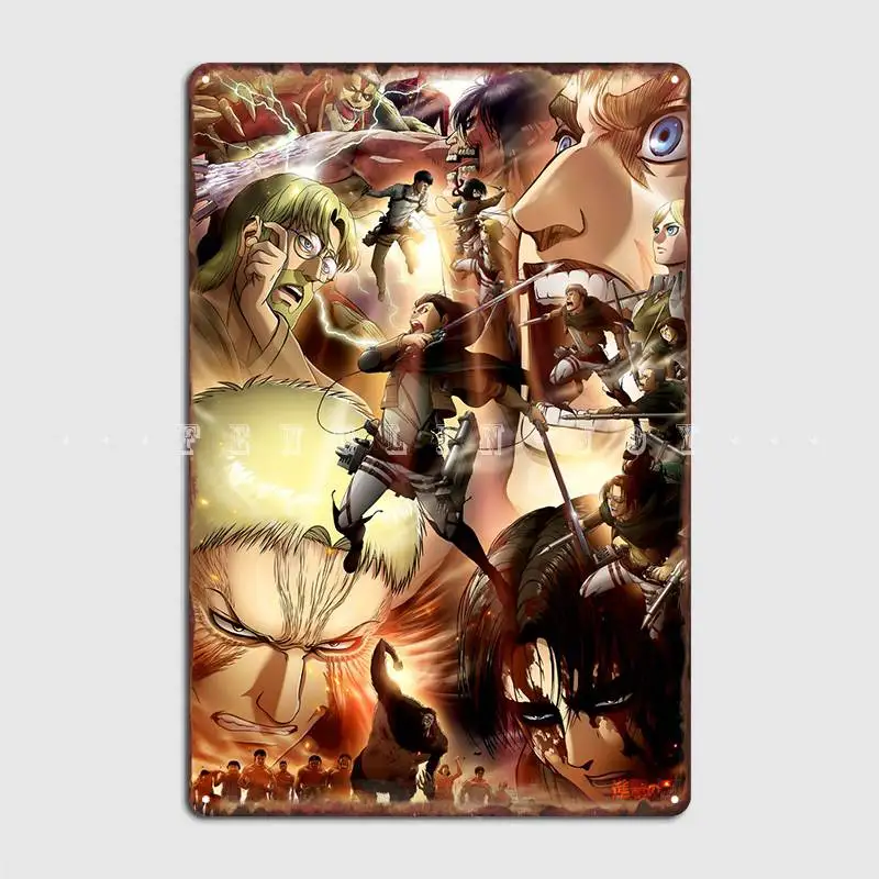 

Металлический плакат с надписью «атака на Титанов»