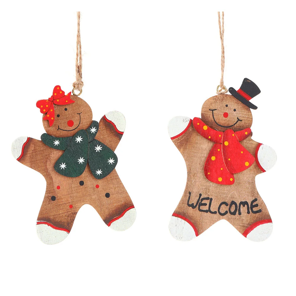 

Gingerbread Christmas Man Ornaments Decorations Tree Hanging Wood Pendant Ornament Small Shape Woodendecor Piecesdecoration