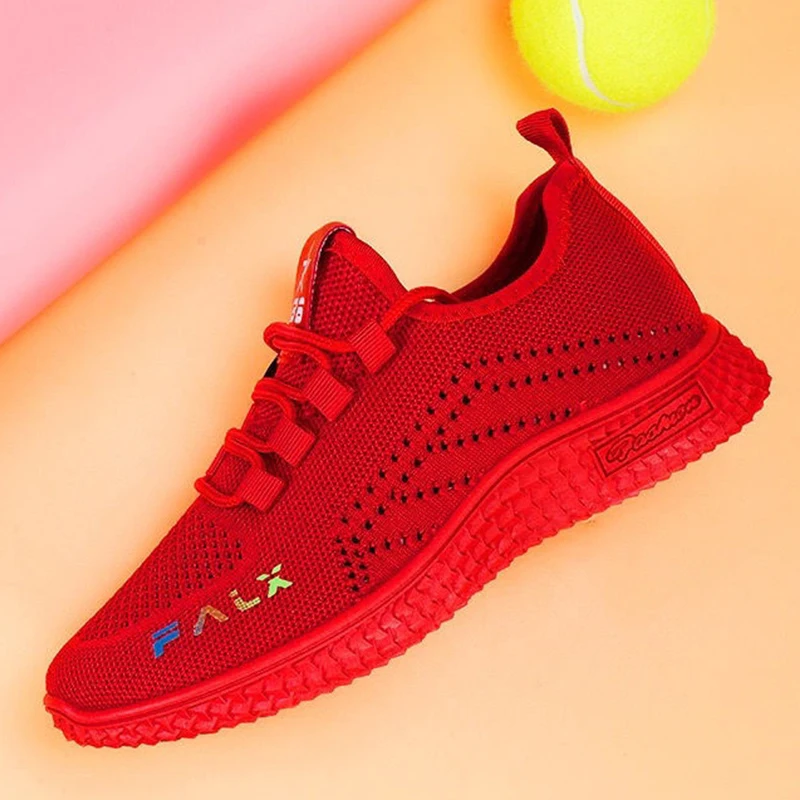 Lightweight Breathable Knitted Mesh Sneakers Women Casual Flat Running Shoes Summer Tennis Trainers Outdoor Sports Walking Shoe