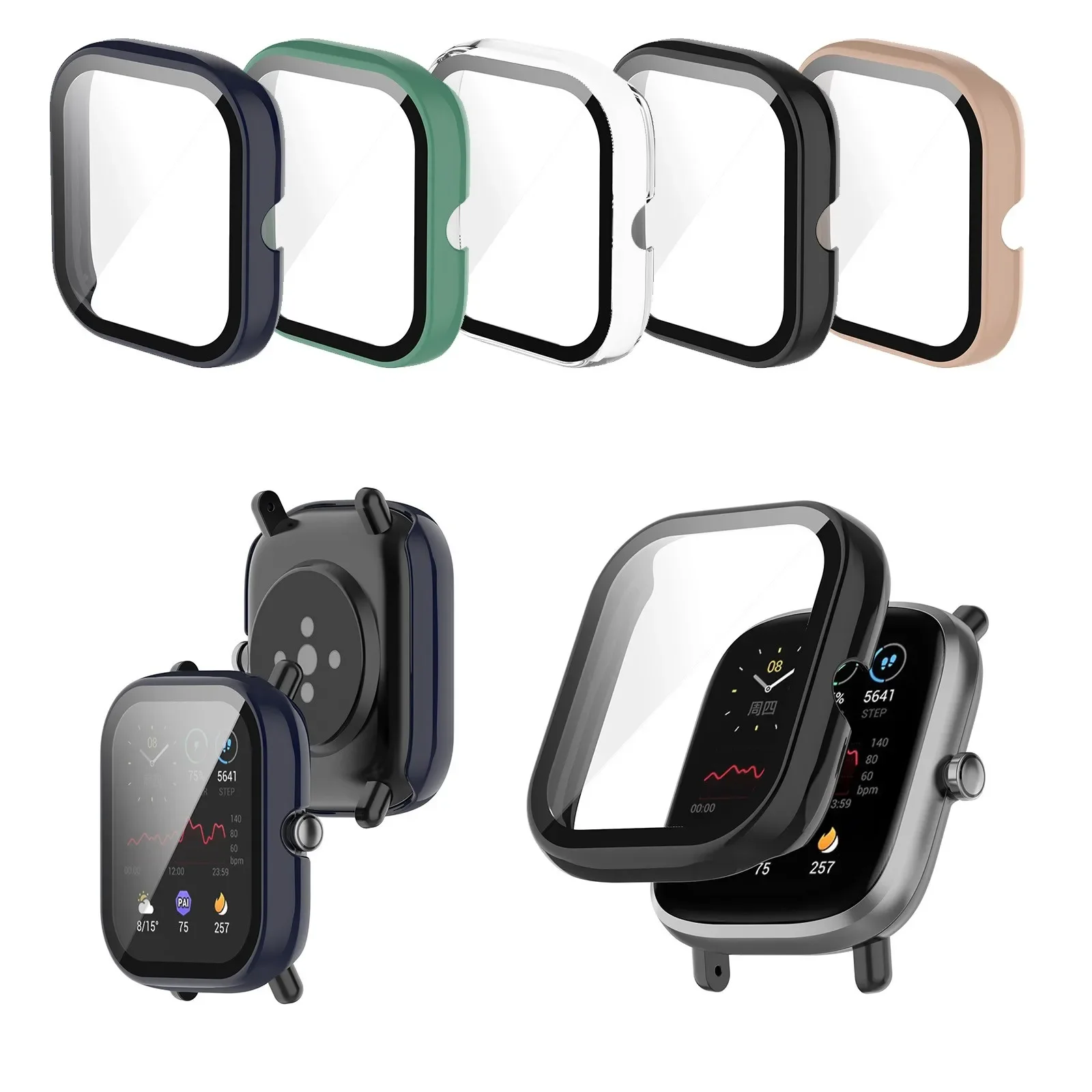 Фото Чехол для Huami Amazfit Gts2mini, защита для часов, Внешняя защита со встроенным закаленным стеклом, Защитная пленка для экрана, Жесткий ПК №2